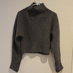 Theory Charcoal Ribbed Turtleneck Sweater